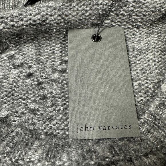 John Varvatos NWT Nolans Crewneck Cable Knit Sweater Moon Shadow XXL Wool Blend - Picture 5 of 8